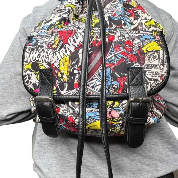 Marvel Flap Over Comic Slouch Backpack Loungefly Avengers Wolverine Thor - Picture 4 of 11